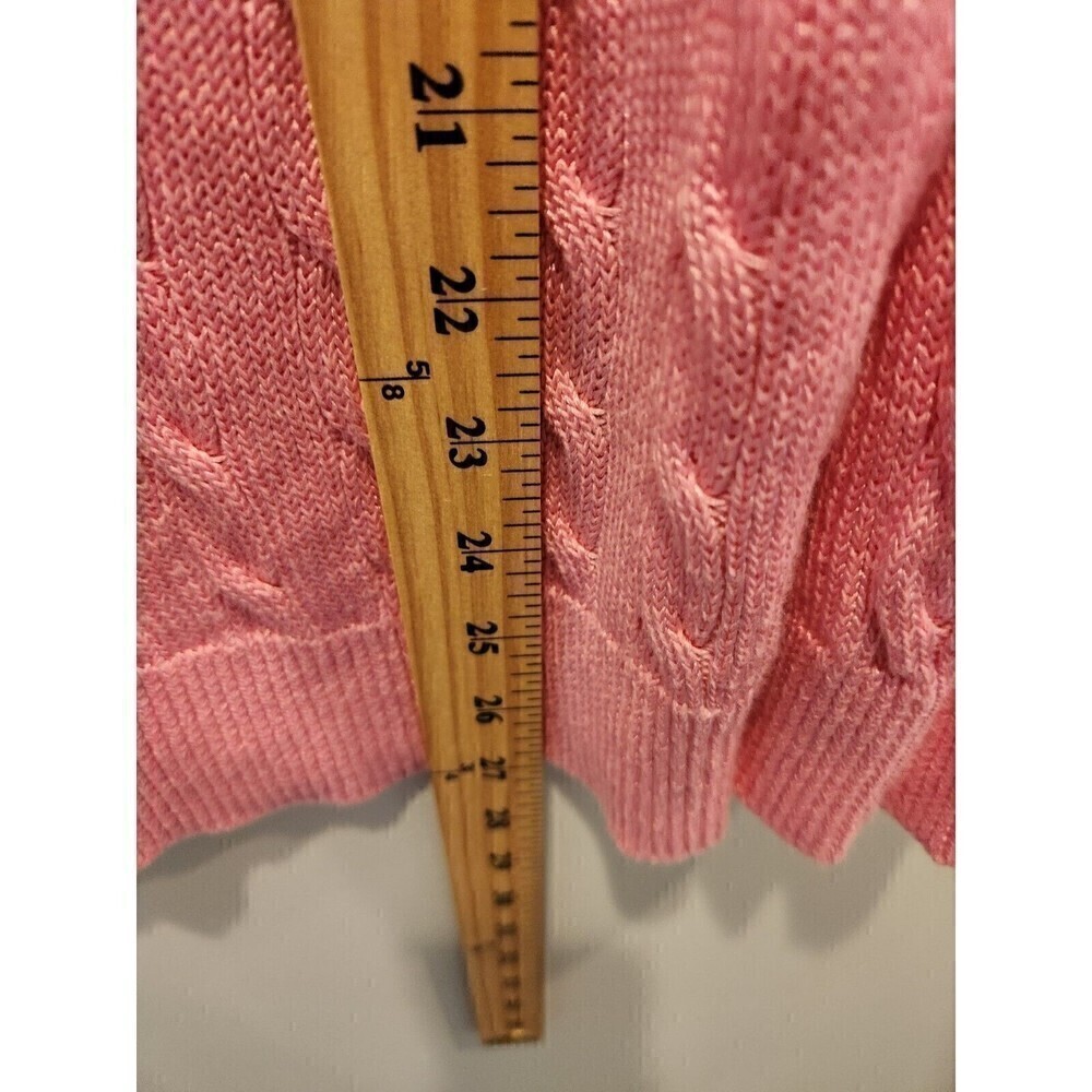 Lauren Ralph Lauren Womens Cable Knit Sweater Barbie Pink Long Sleeve Sz XL - Picture 7 of 8
